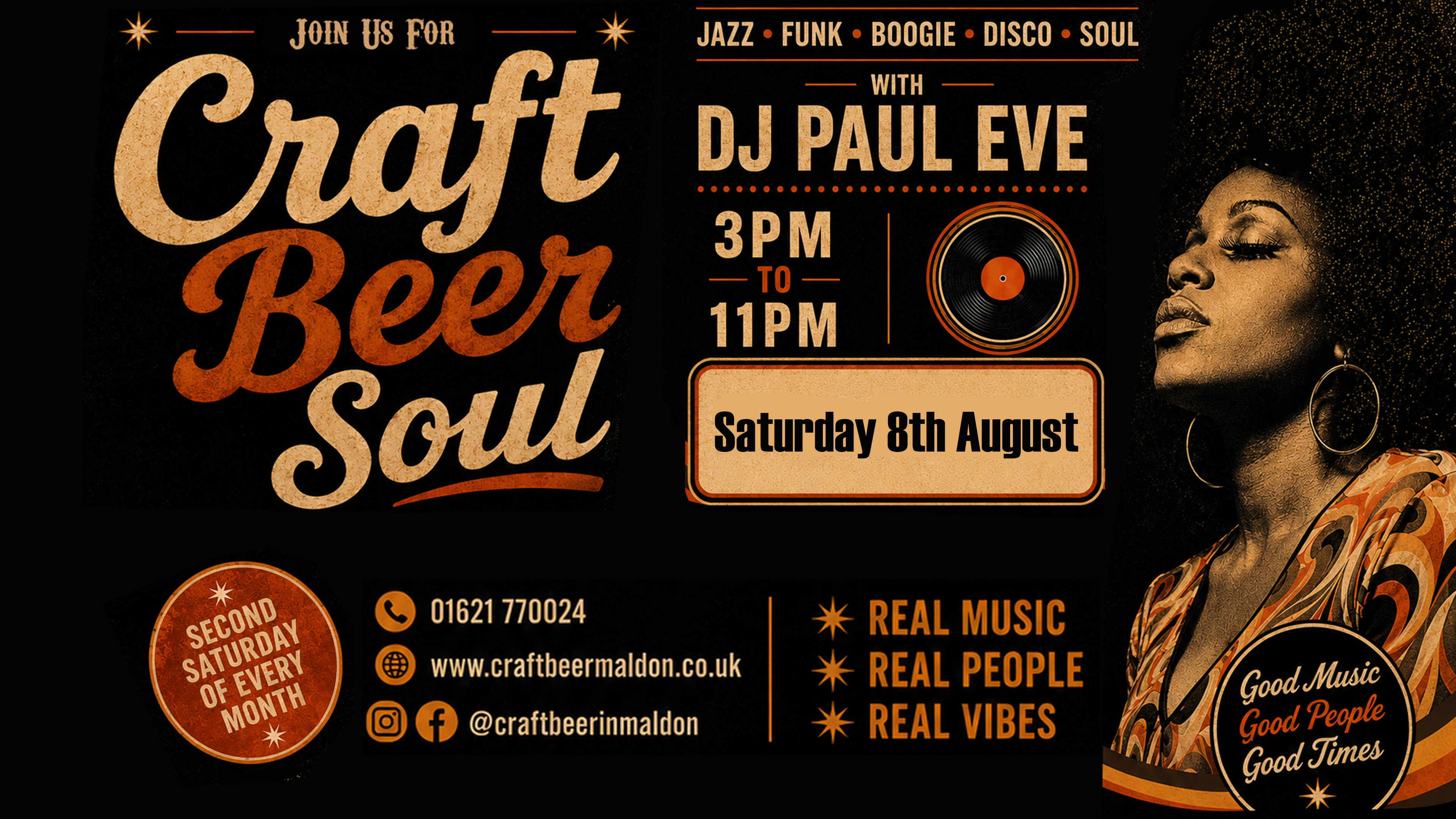 Join us for the very best Jazz, Funk and Soul Music from 3pm on Saturday 8th August