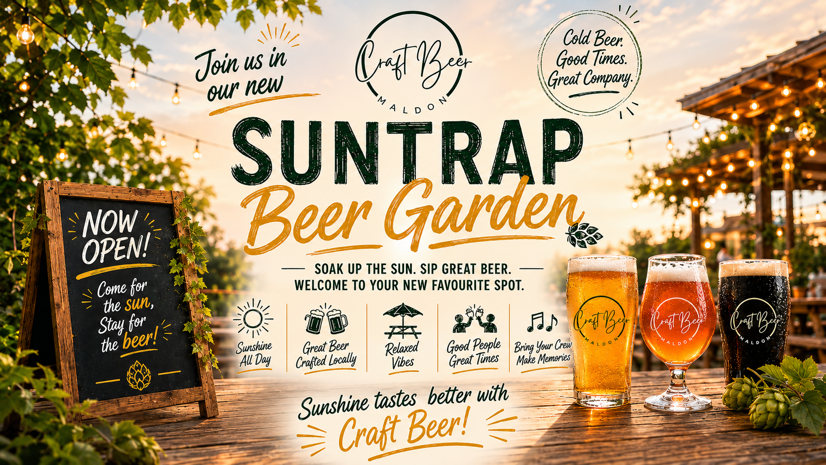 Join us in our brand new suntrap beer garden